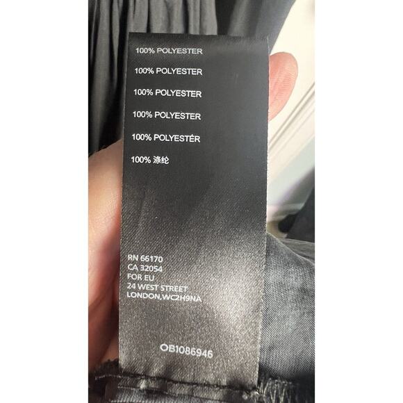 Anthropologie Gwendolyn Deep V-Neck Long Puff Sleeve Black‎ Midi Dress Sz 2 NWOT - Picture 9 of 12